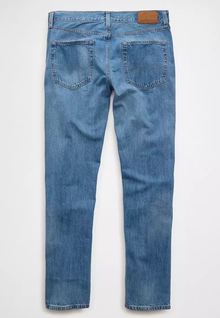 中度洗水運動直筒牛仔褲