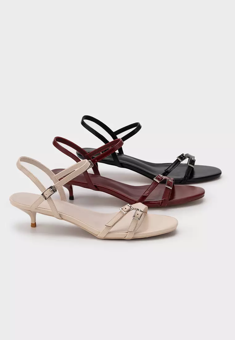 EMBELLISHED STRAP KITTEN HEEL SANDAL