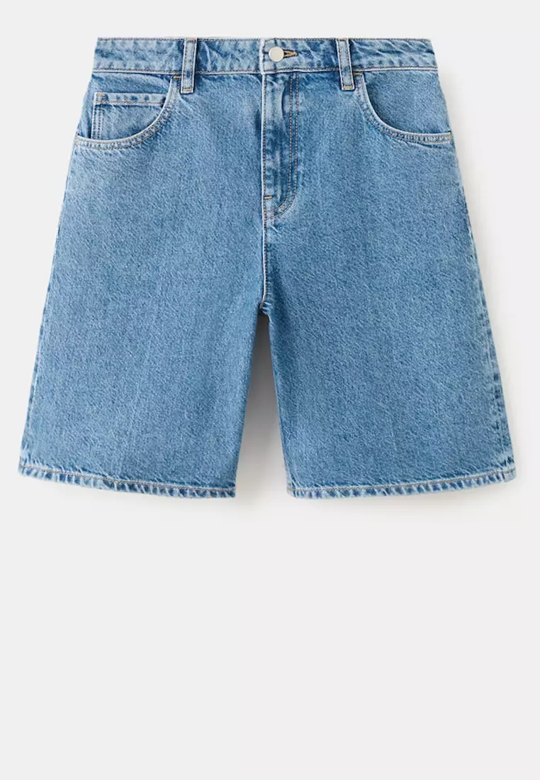 High-Waist Straight-Fit Denim Shorts