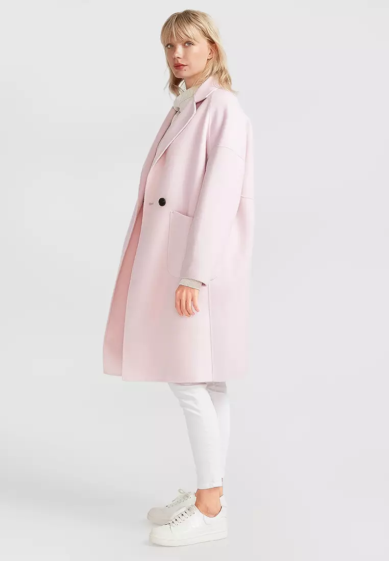 Pink wool store blend coat
