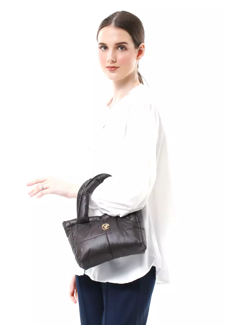 Angelina Pillow Puffy Bag Smooth Texture And High Quality - Dark brown