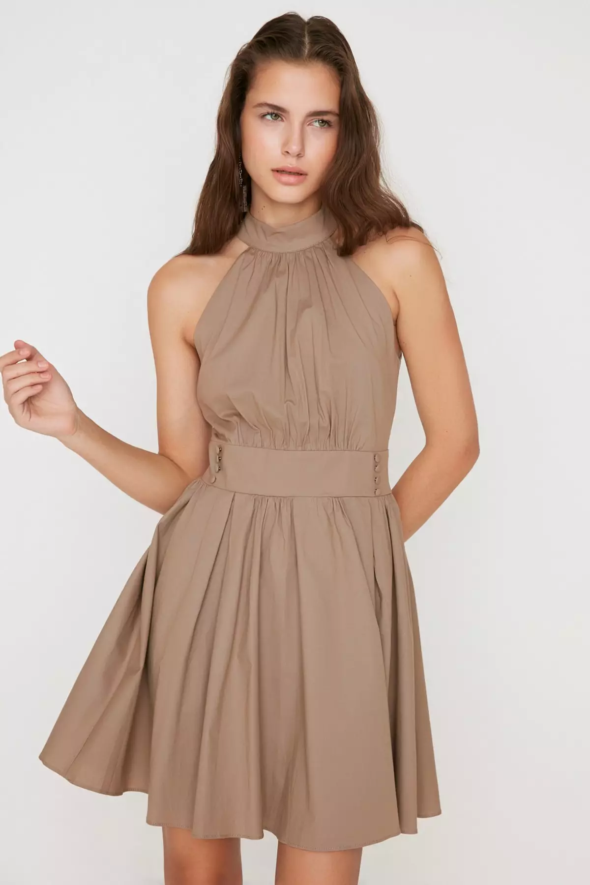 Tan top ruffle dress