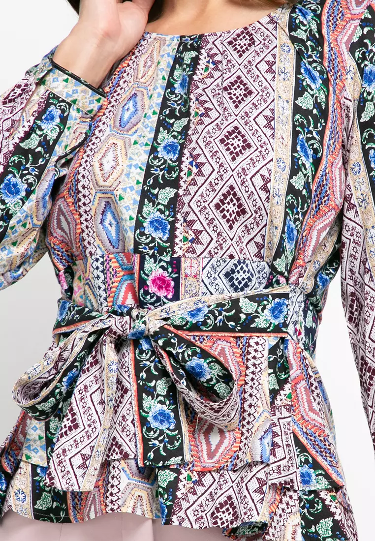 Beau Blouse In Blue Print