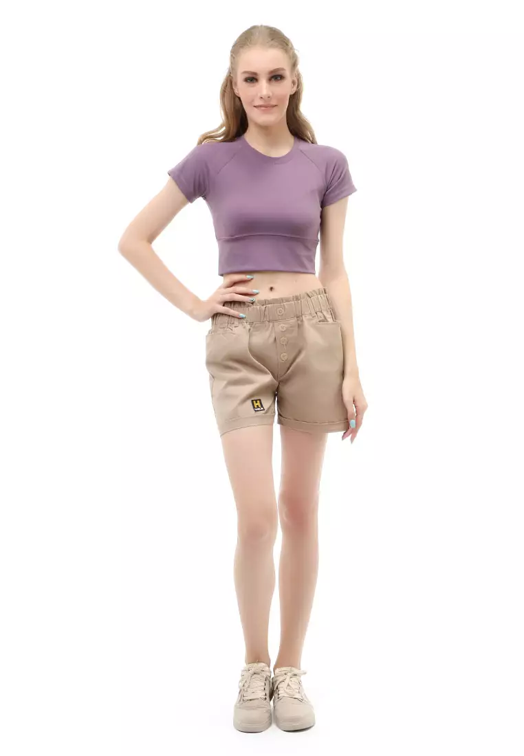 Wish Kaos Sport Wanita Crop Top Comportable Material Polyester ORIGINAL - Purple