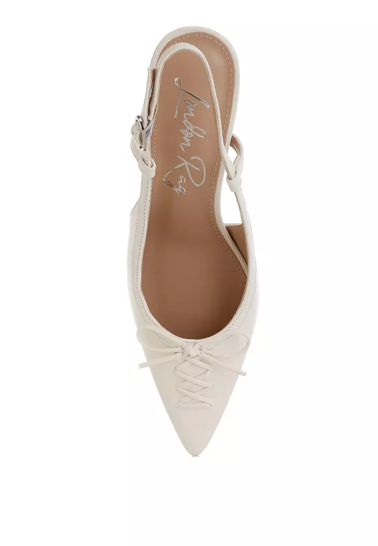 Kitten Heel Pointy Slingbacks in White