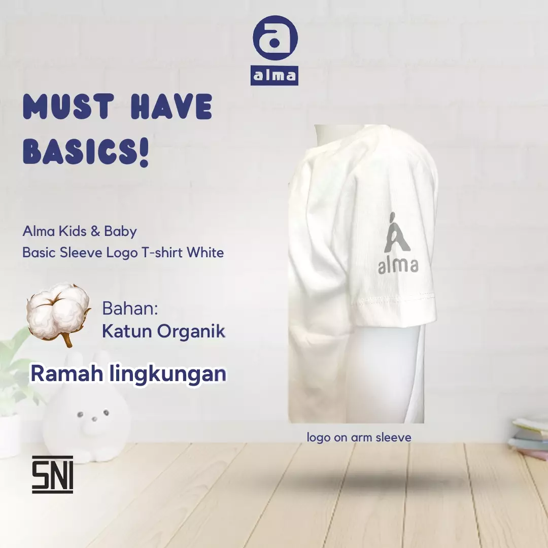 Alma Kids & Baby Sleeve Logo Tshirt White