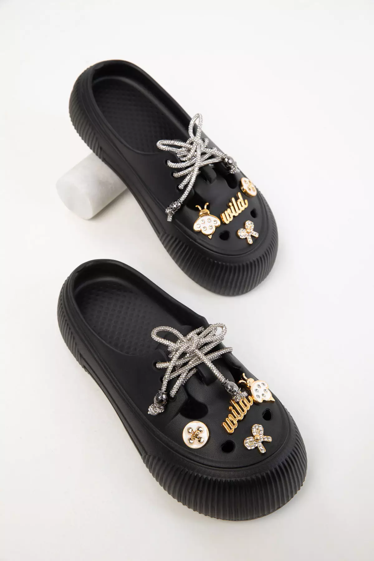 Black Women's Slippers 20406