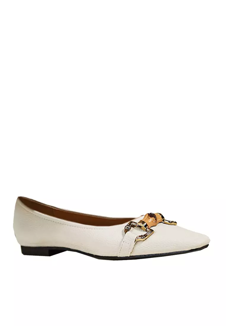 White and sale gold flats