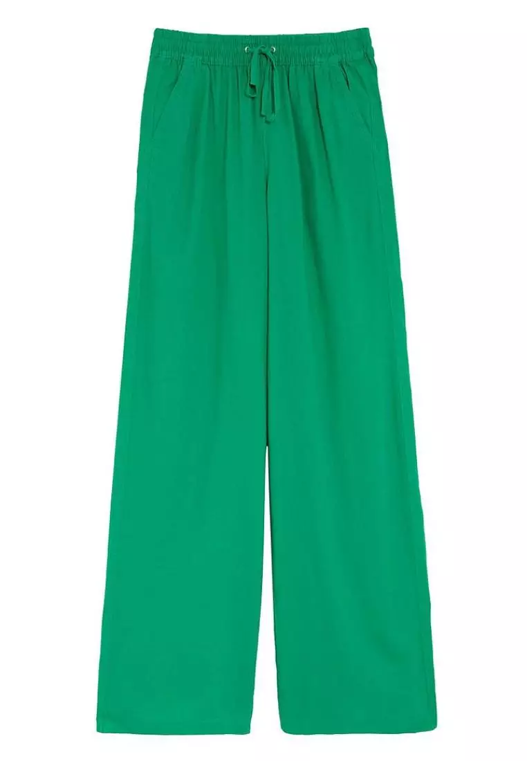 Marks and spencer linen trousers wide leg online