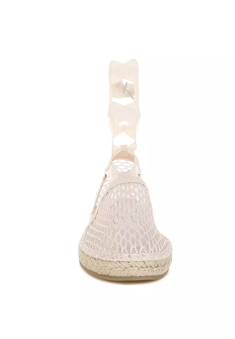 Jual London Rag Mesh Flat Espadrille Sandals in Beige Original 2026 ...