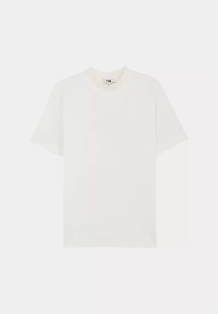 白色冰感厚磅半高領T-shirt