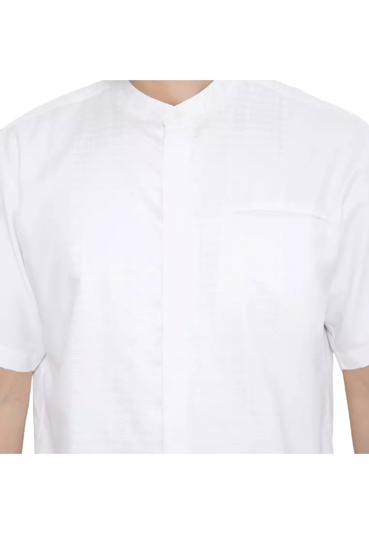 POLICE Kemeja Koko Border Printing Putih Regular Fit Pria