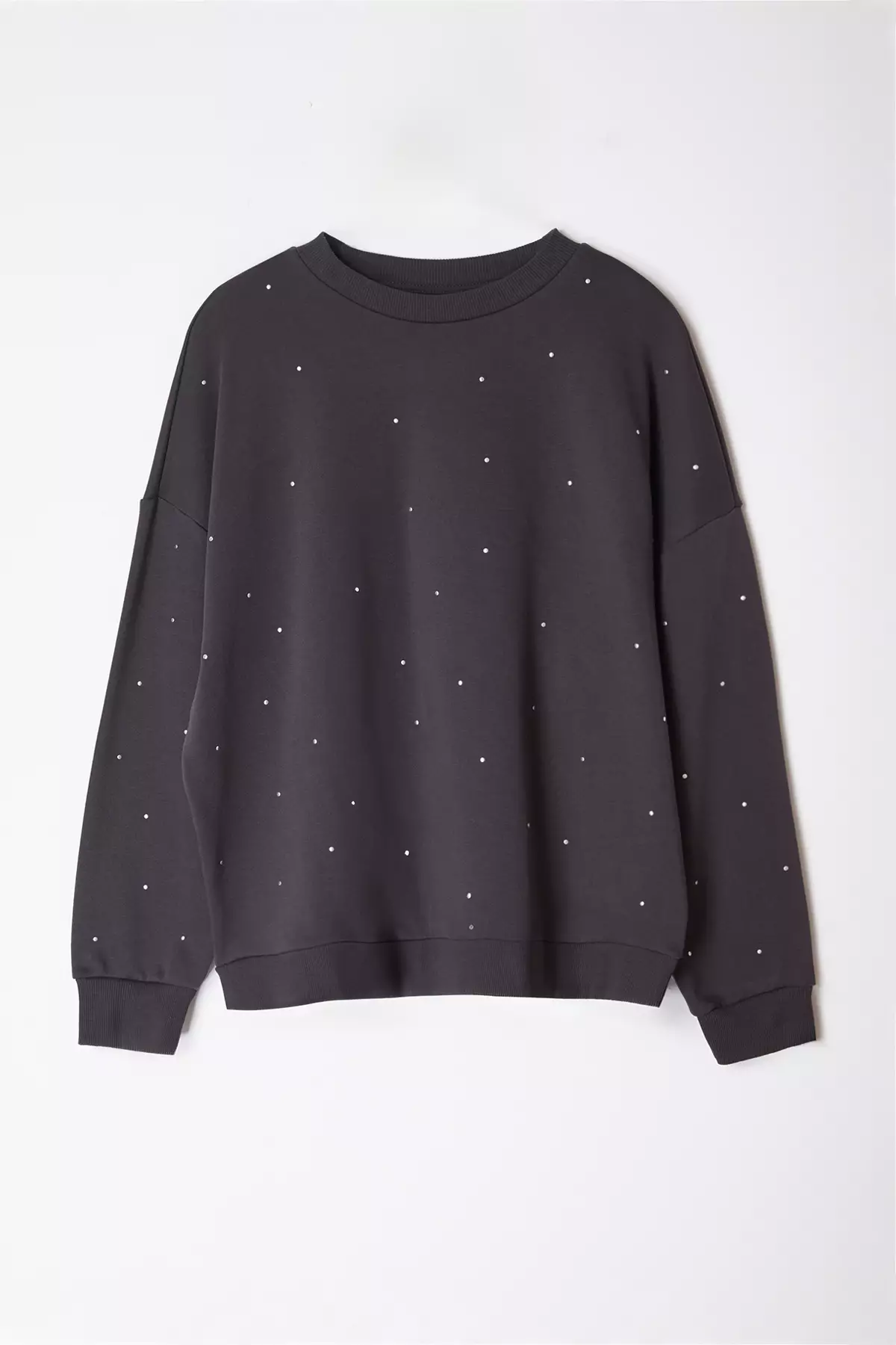 Anthracite Thick Stone Taste Knitted Sweatshirt Large Size Tbbaw24Sw00000
