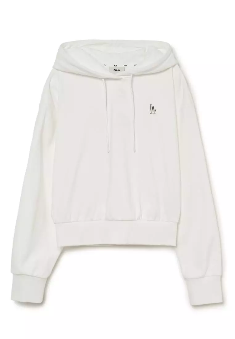 WOMEN'S BASIC ATHELISURE MEDIUM LOGO CROP HOODIE LOS ANGELES DODGERS