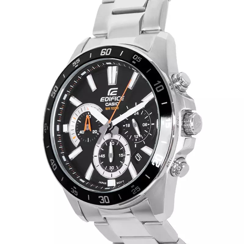 Jam Tangan Pria Casio Edifice EFV-570D-1AVUDF Chronograph Men Black Dial Stainless Steel Strap