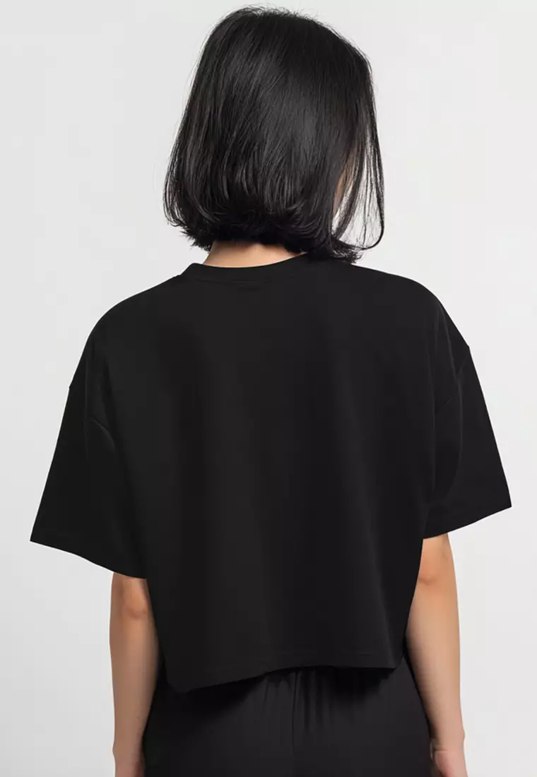 LTH12 Kaos Crop Top Oversize OLC "paris" hitam
