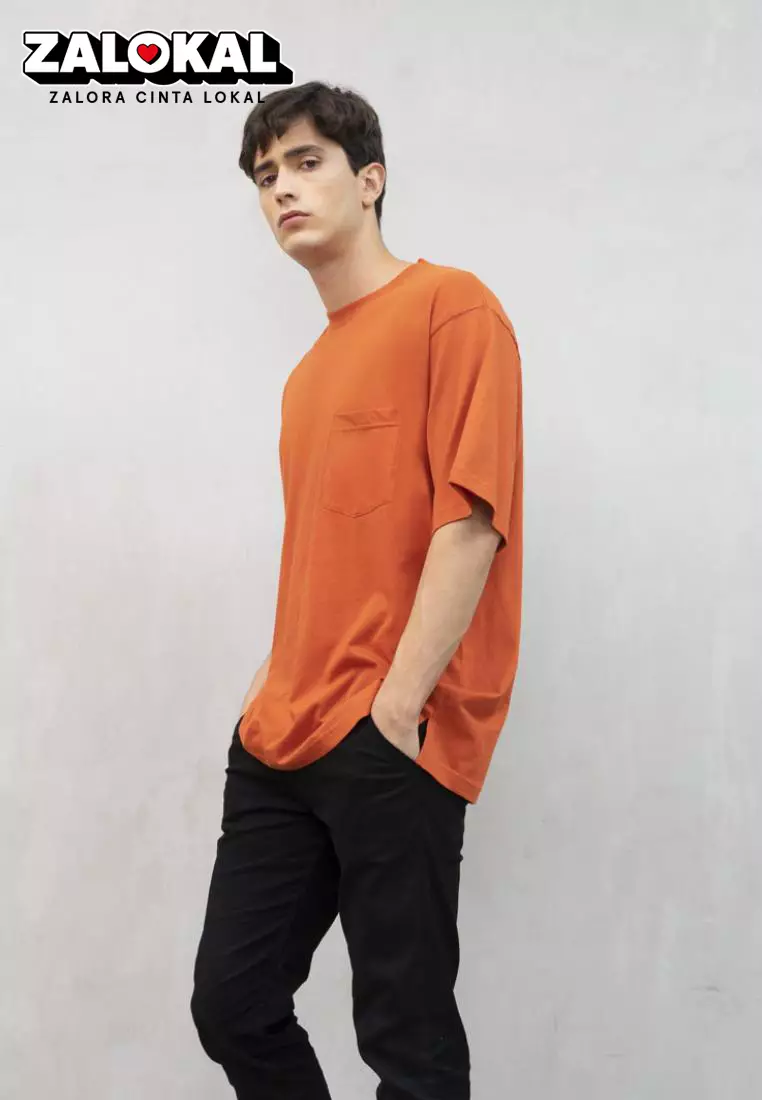 kaos oversized pria polos oversize shirt terracotta