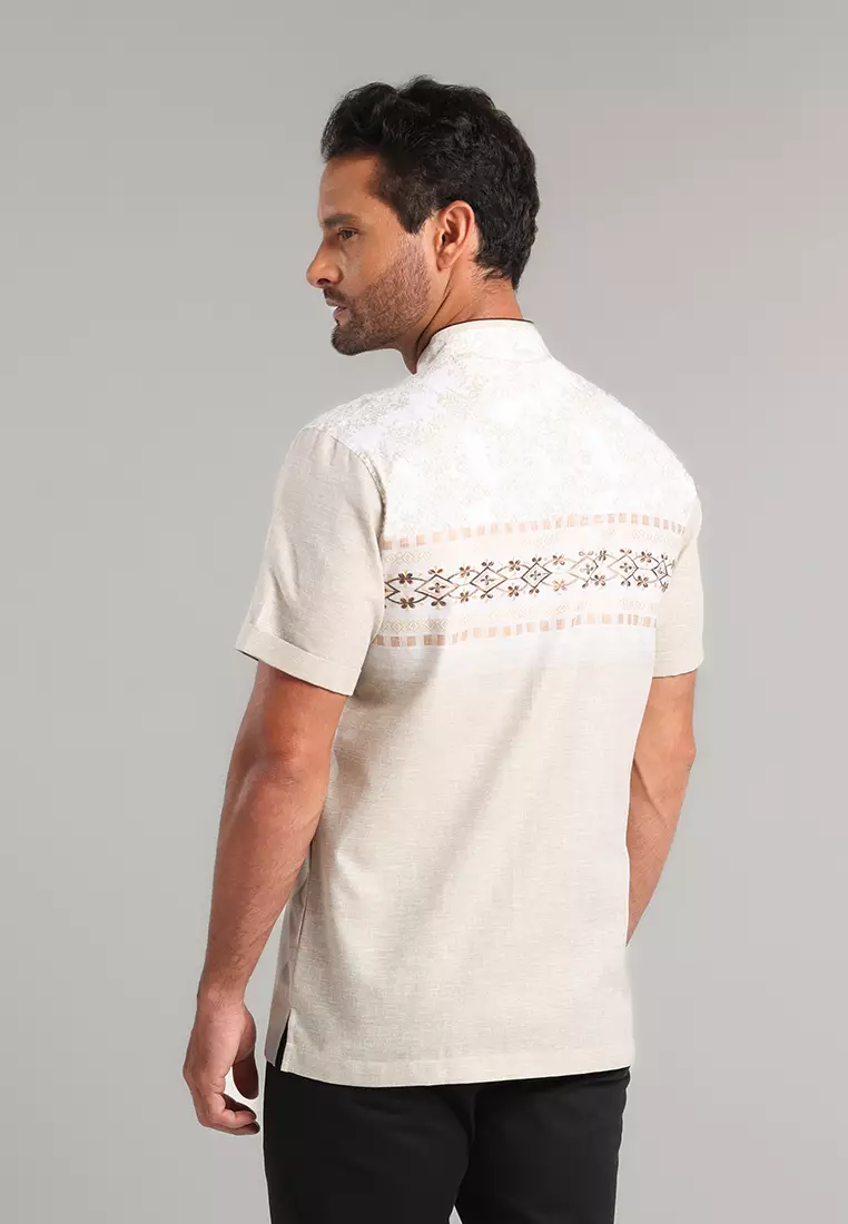 MOC x Habib Jafar Kemeja Koko Lengan Pendek Pria Hanif - Khaki