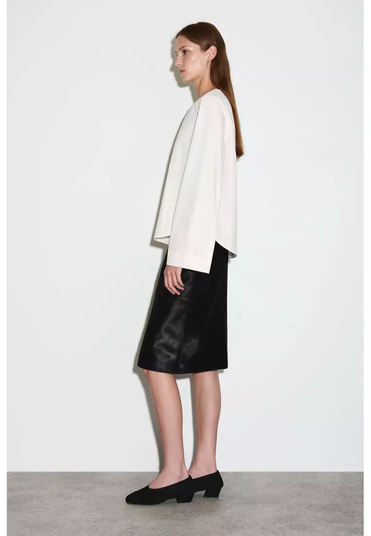 CURVED-HEM COTTON BLOUSE