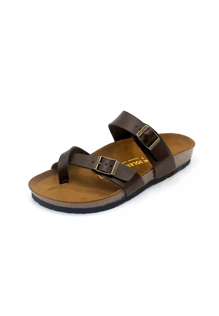 Buy SoleSimple Dublin Dark Brown Leather Sandals & Flip Flops Online