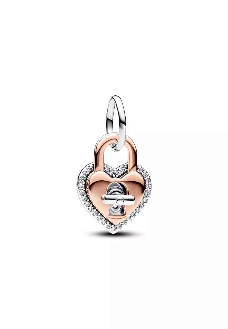 Buy PANDORA Pandora Twotone Twistable Heart Padlock Double Dangle