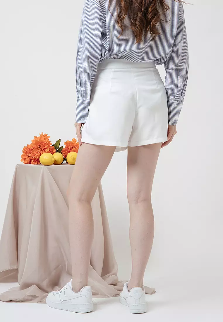 Pleated Skort in White