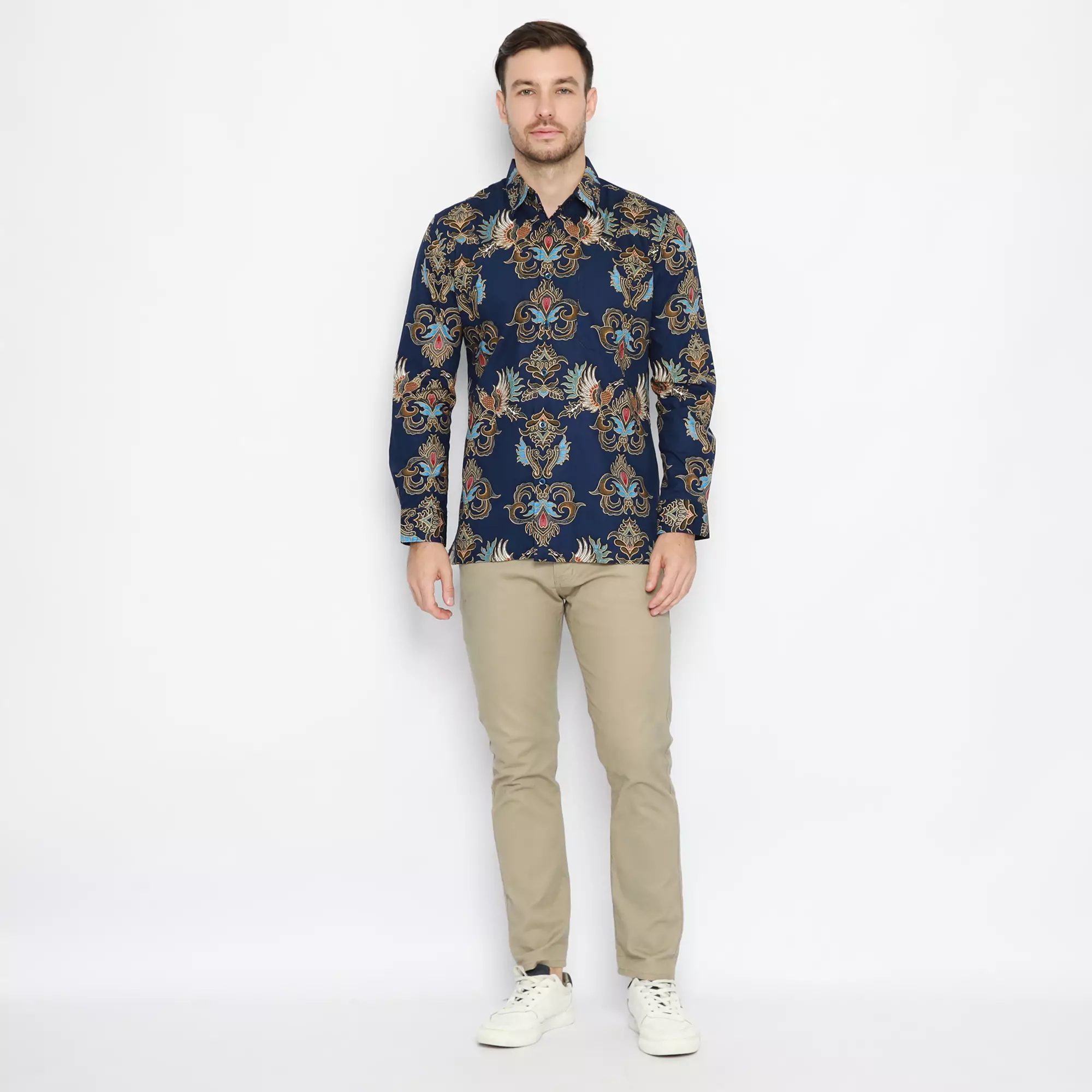 Platini Kemeja Batik Pria Lengan Panjang Navy 460514