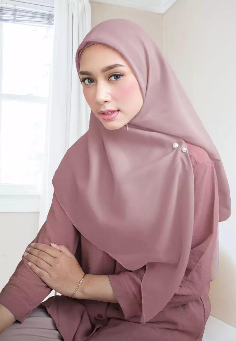 Cotton Bee - Shanara Instan | Hijab Segiempat Resleting - Rosewood