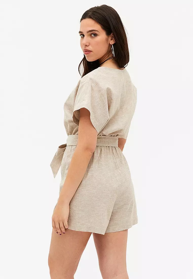 Beige store linen playsuit