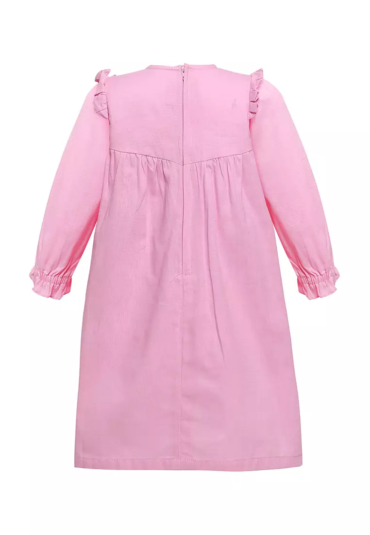 Qna Girl Qaisara Dress Midi Anak Pink
