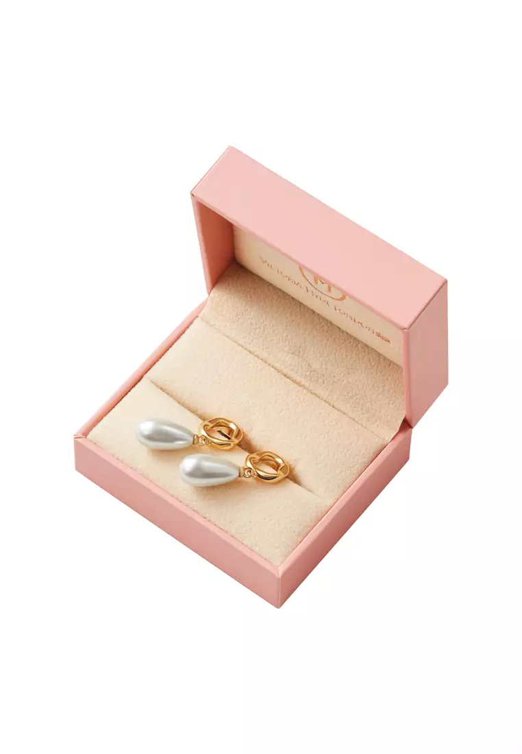 Viola Drop Pearl Earrings Gold Earrings White Pearls