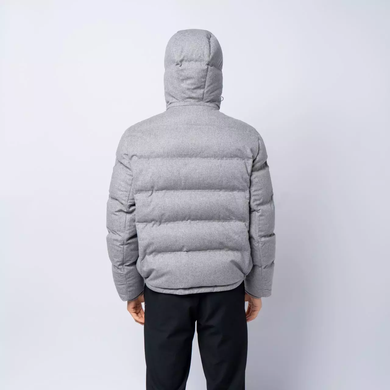 [4.4PRIL KEJUTAN HARGA] Wool Beaver Down Jacket with Heat-Bonded Seams and Detachable Hood Light Grey