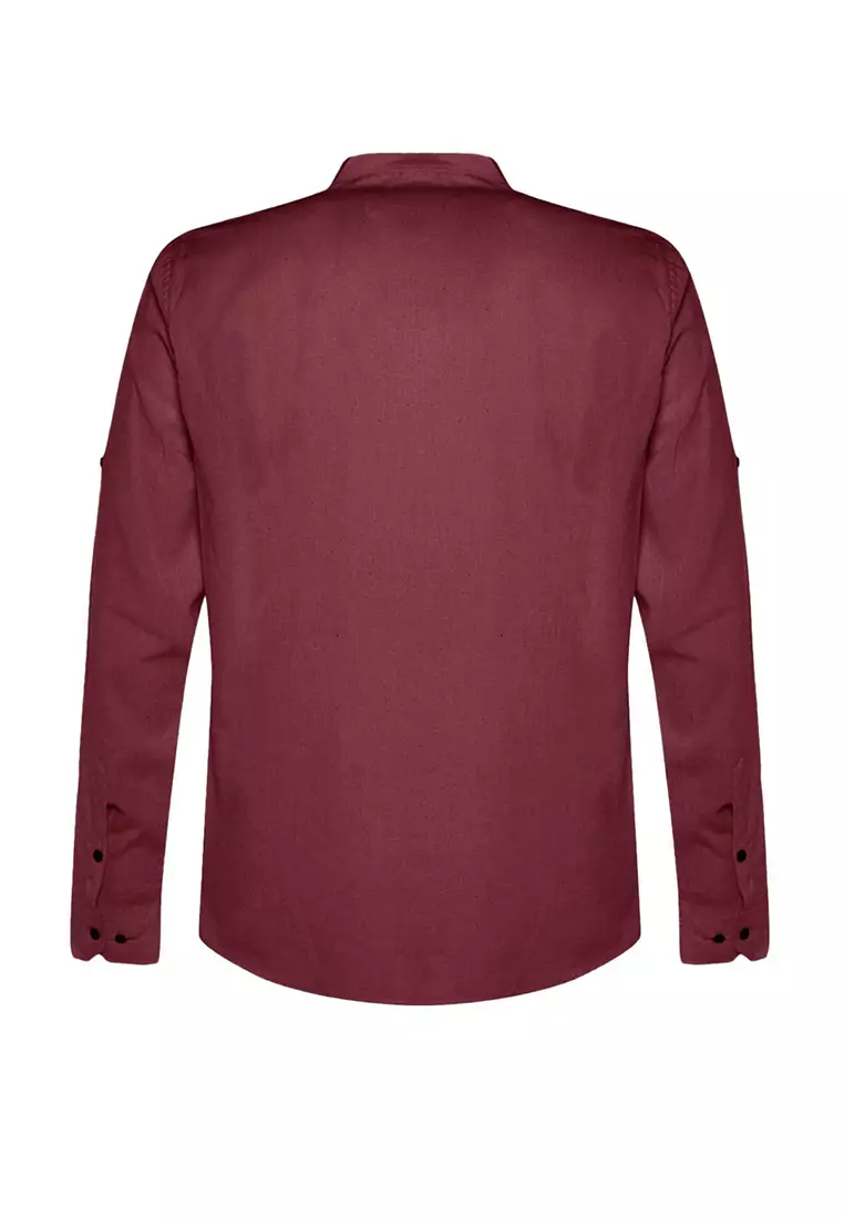 Slim Fit Grandad Collar Shirt