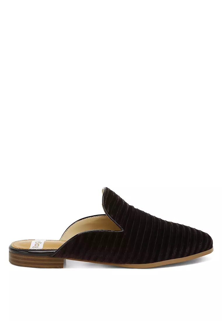 Discount on Rag & CO.  shoes - SKU: Velvet Textured Slip On Mules in Brown