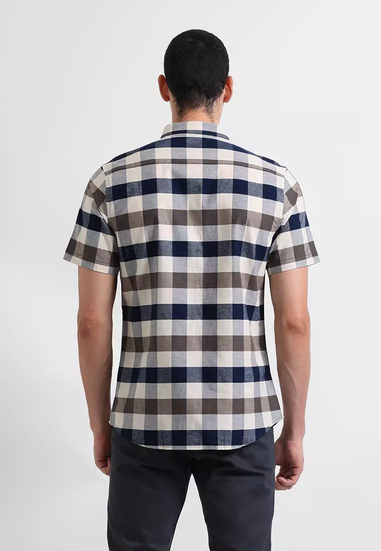 Manzone Kemeja Lengan Pendek Pria Rodrick 3 Slim Fit - Navy