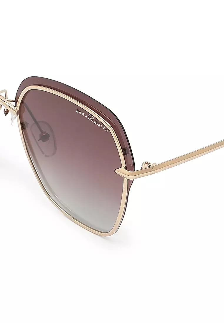 Unisex Polarized Square Sunglasses (Kacamata Hitam) - Emas / Cokelat