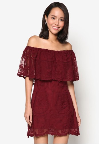 蕾esprit 見工絲蓋層露肩連身裙, 服飾, 洋裝