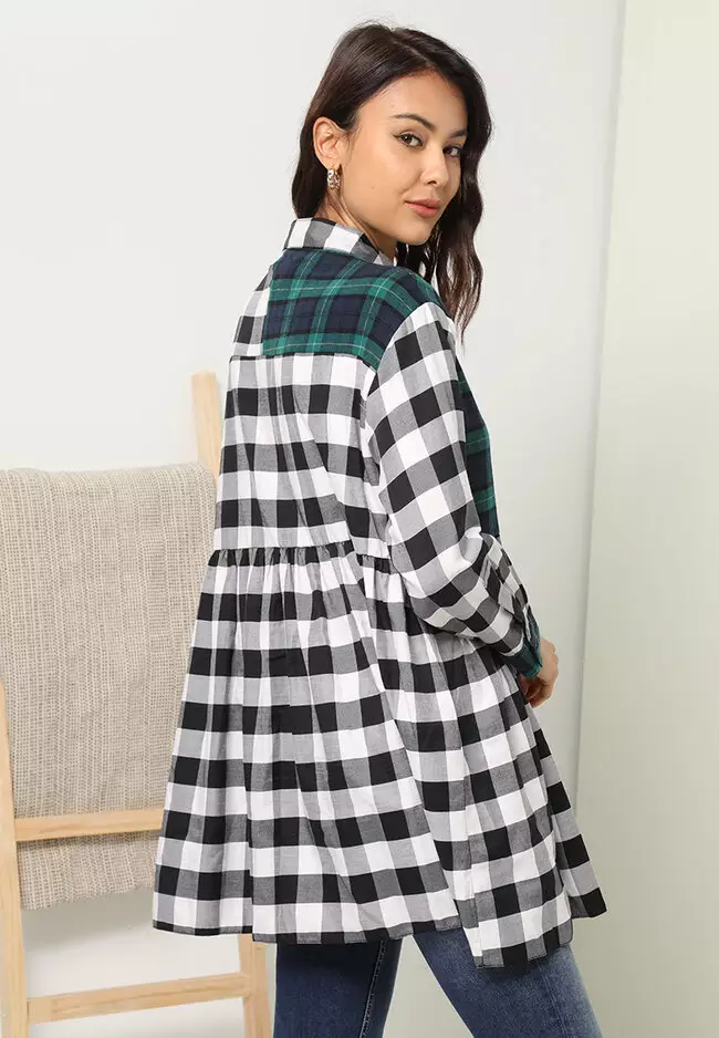 Topshop petite spot sales pleated shirt dress