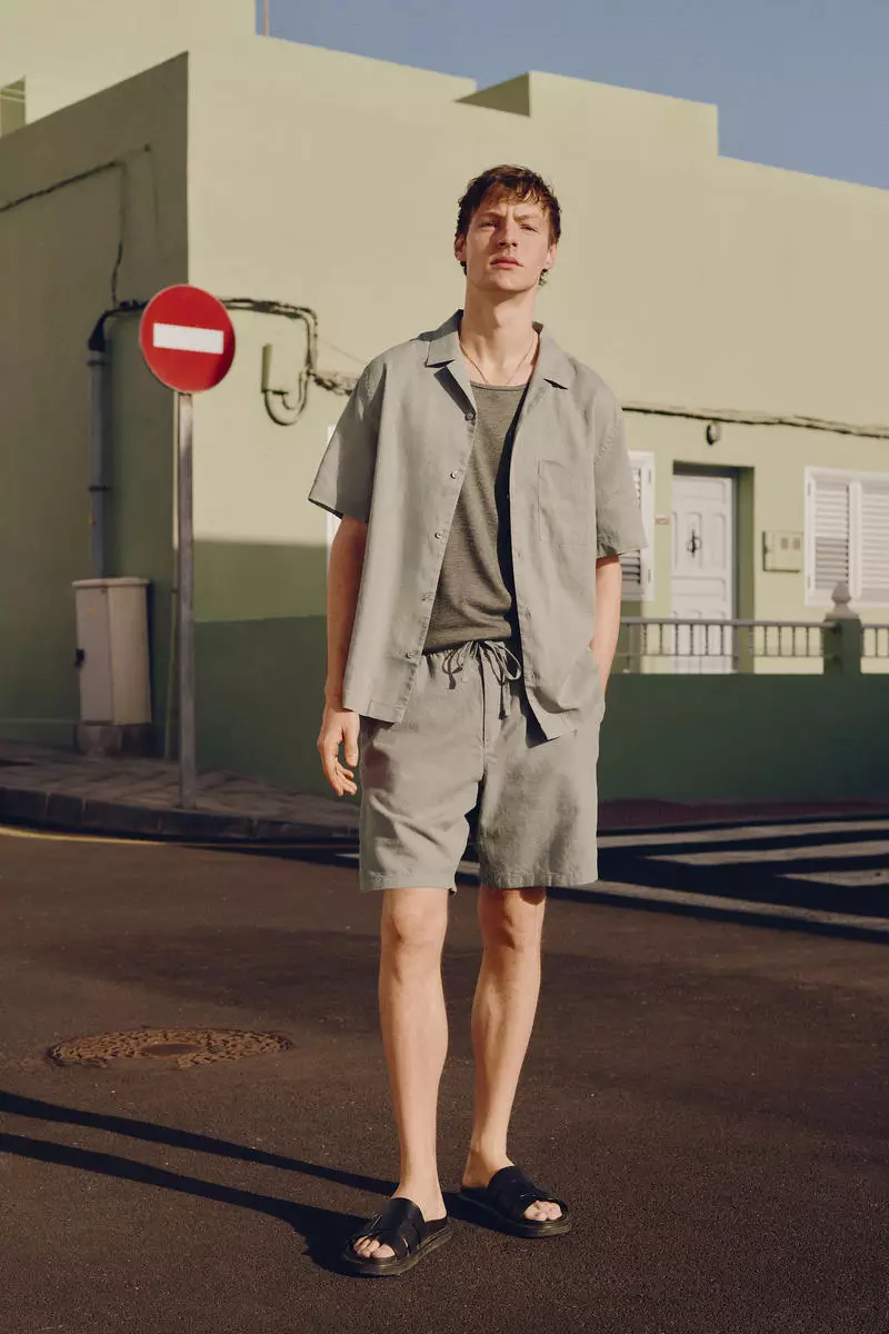 Regular Fit Short-sleeved linen-blend shirt