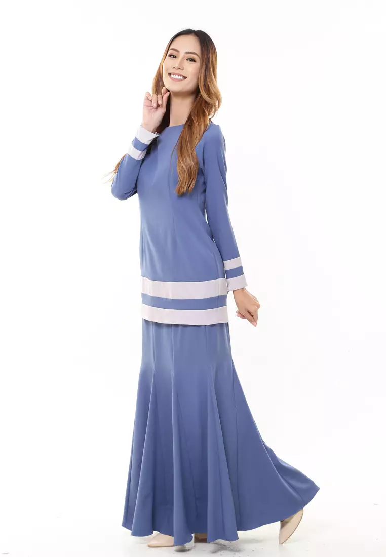 Alicia Kurung Modern in Dusty Blue