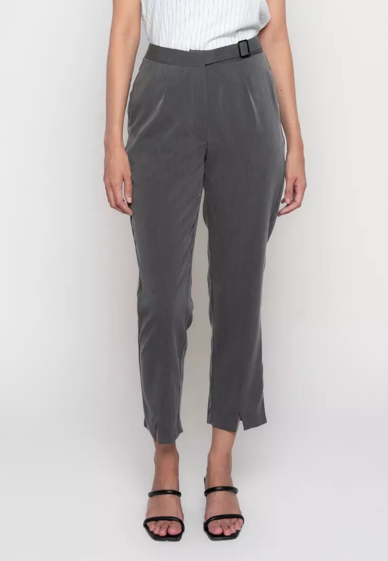 Anika Slim Pants with Self Adjustable Side Belt