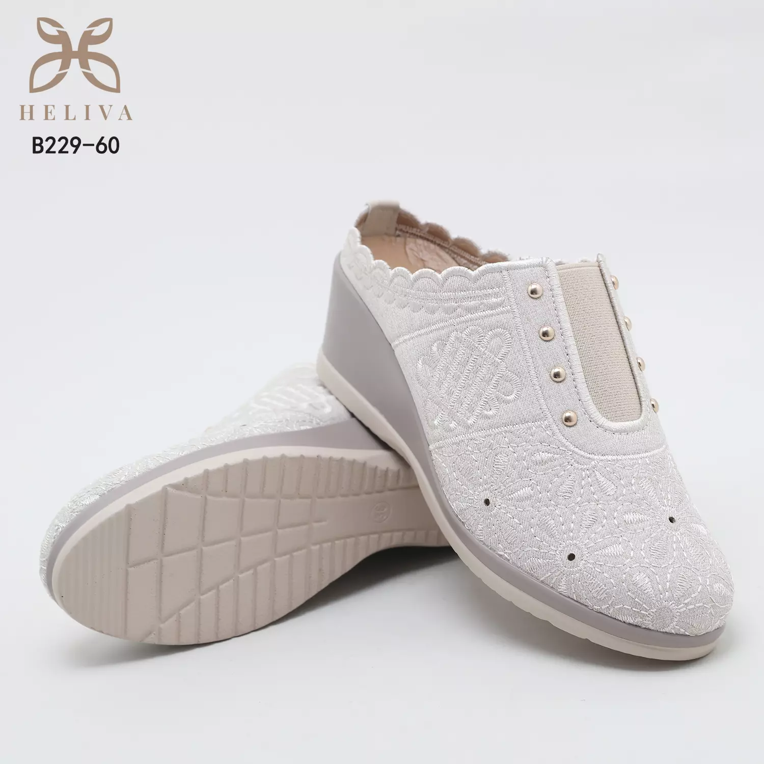 Heliva Jenaya Wedges Shoes Ladies Casual Knitted Flower Pattern