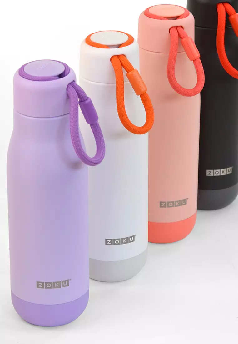 Zoku White 18oz Stainless Bottle - Botol Minum Termos,  Botol Minum Tahan Panas Dingin