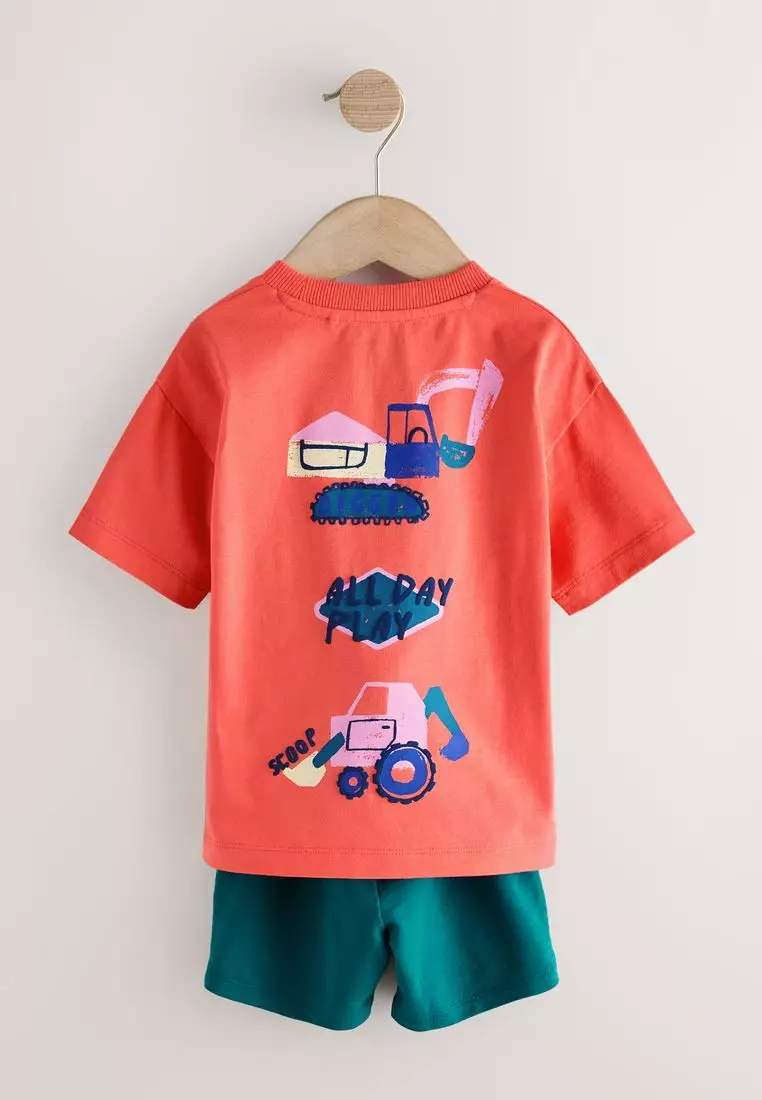 Short Sleeve Back Print T-Shirt and Shorts Set