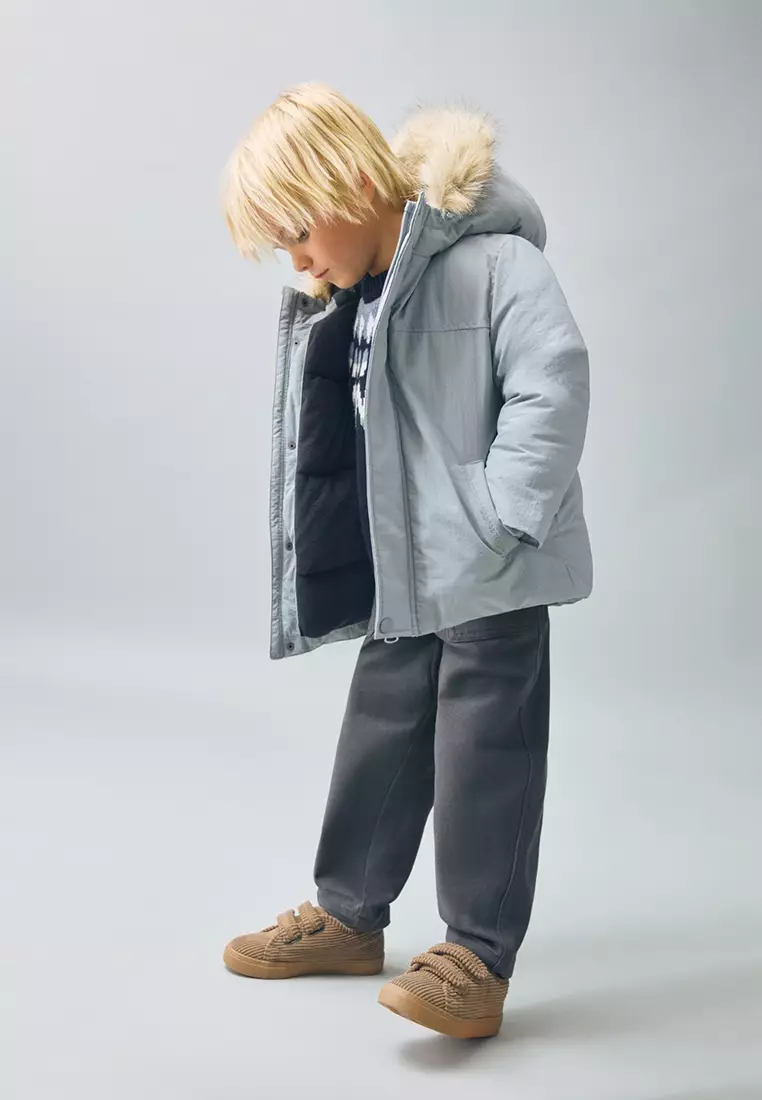 Anorak with Shearling-Effect Hood