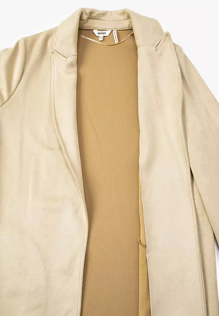 Suede-Look Trench Coat
