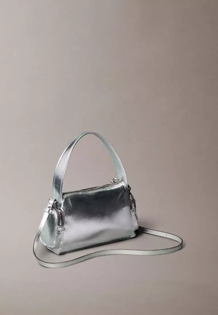 CKA Pocket SIlver Nylon Small Bag