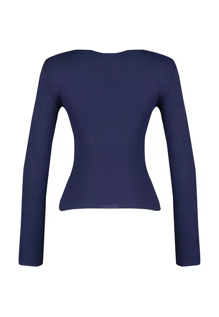 Fitted Round Neck Rib Top
