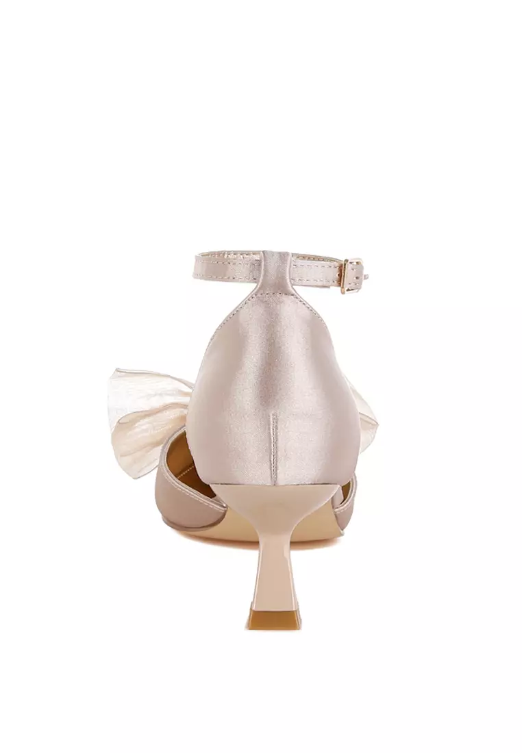 Sandal Satin Detail Pita Warna Beige