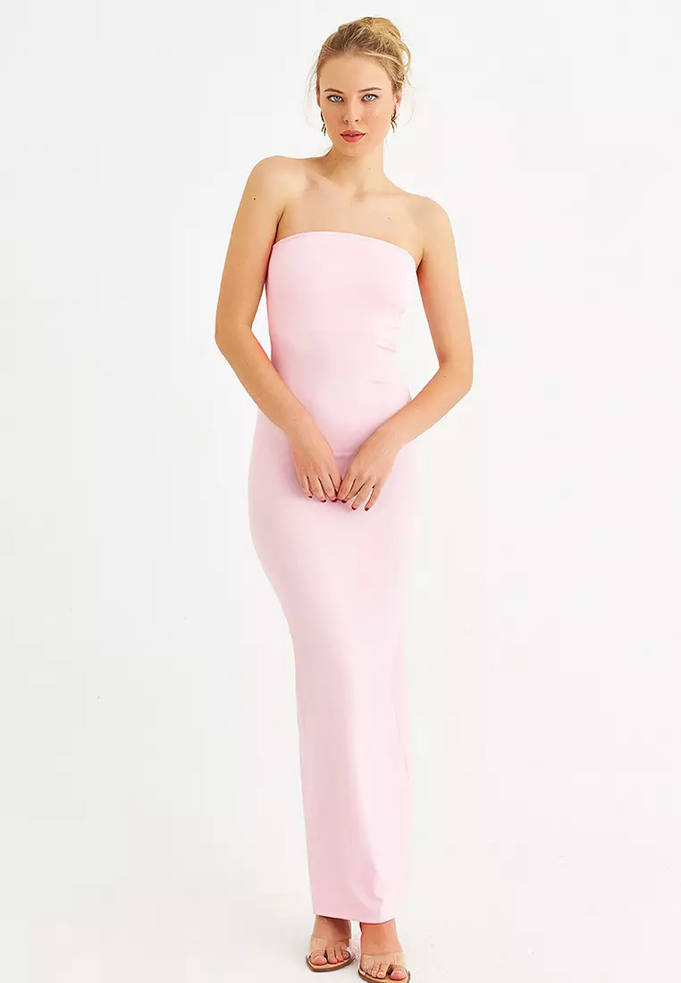 Strapless Slit Maxi Dress
